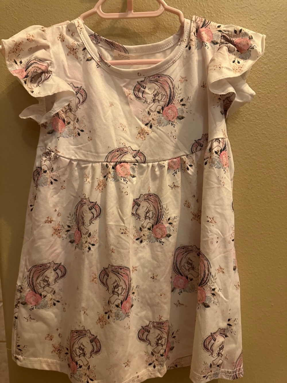 Unicorn Floral Pink Girls tunic. 5/6. Boutique worn once.